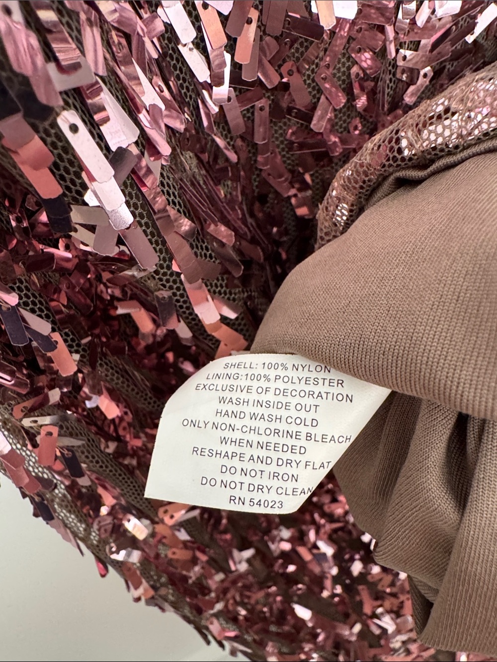 Banana Republic Pink and Olive Sequin Raw Hem Mini Dress - Picture 4 of 12